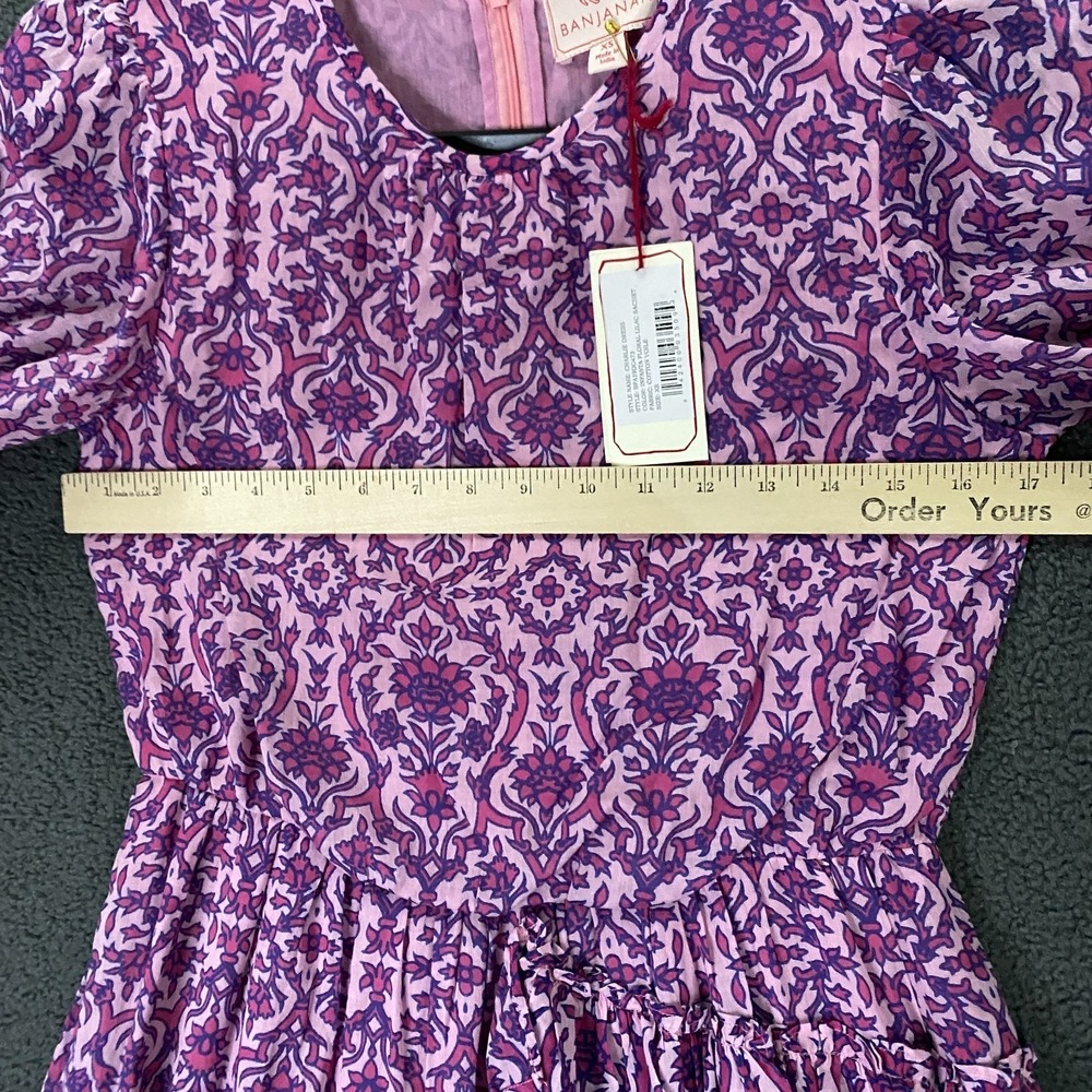 Banjanan Bazaar Dress size XS Pink Purple Ruffle Tiered Midi Summer Boho NWT - Picture 9 of 12
